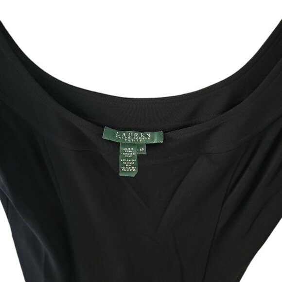 Lauren Ralph Lauren Petite Black A‎ Line dress Midi 6P Sleeveless Classic - Picture 9 of 13